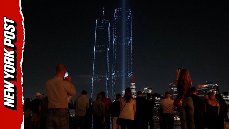 Drones Re-Create Twin Towers Over NYC Skyline Honoring 9/11 Victims
